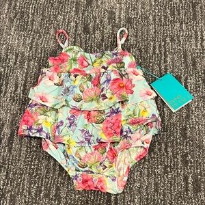 Posh Peanut Floral Kids Bodysuit - Pink and Purple